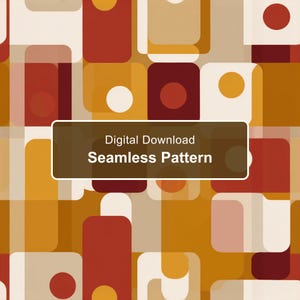 Mid-Century Modern Geometric Seamless Pattern, Retro Rounded Rectangles in Warm Muted Mustard and Rust