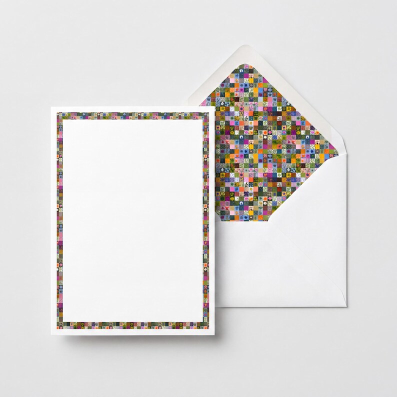 Conservative notecard border application showing the pattern at a small refined scale.