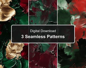 Motifs sans couture de peinture à l'huile impasto rouge-vert foncé (Téléchargement numérique)