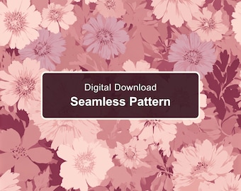 Monochromatic Pink Floral Seamless Pattern, Layered Daisy Design