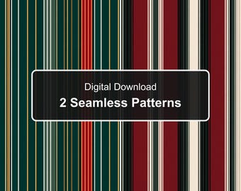 Motifs de Noël à rayures sans couture, bleu sarcelle foncé, rouge et or, design vertical (téléchargement numérique)