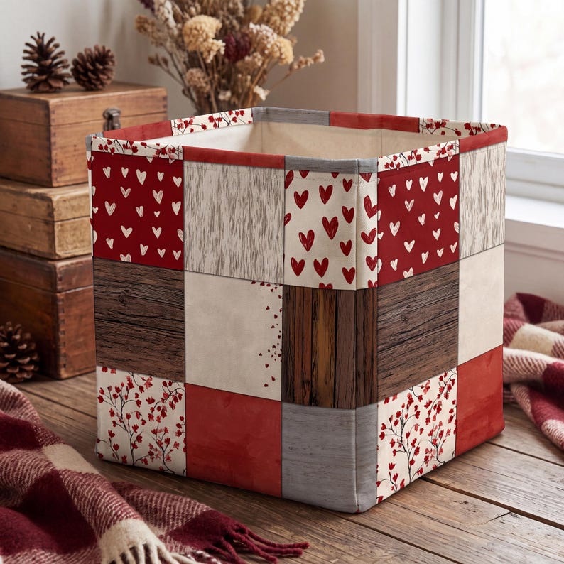Theme-appropriate fabric bins displaying the exact pattern.