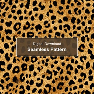Realistic Leopard Print Seamless Pattern, Golden Brown Animal Fur Texture, Digital Download PNG