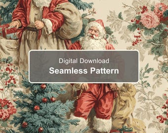 Motif toile de Noël vintage sans couture, papier numérique traditionnel de Noël (PNG)
