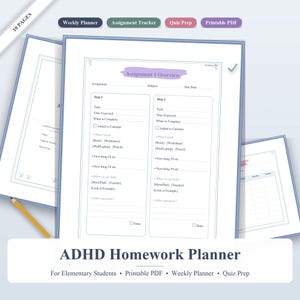 Planejador de Tarefas para Crianças com TDAH | Caderno de Exercícios de Função Executiva, Organizador de Técnicas de Estudo (PDF para Imprimir)