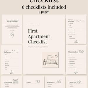 First Apartment Checklist PDF | Moving Out Planner | New Home Essentials
