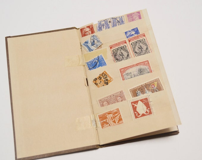 Vintage Stamp Book With Postage Stamps Etsy