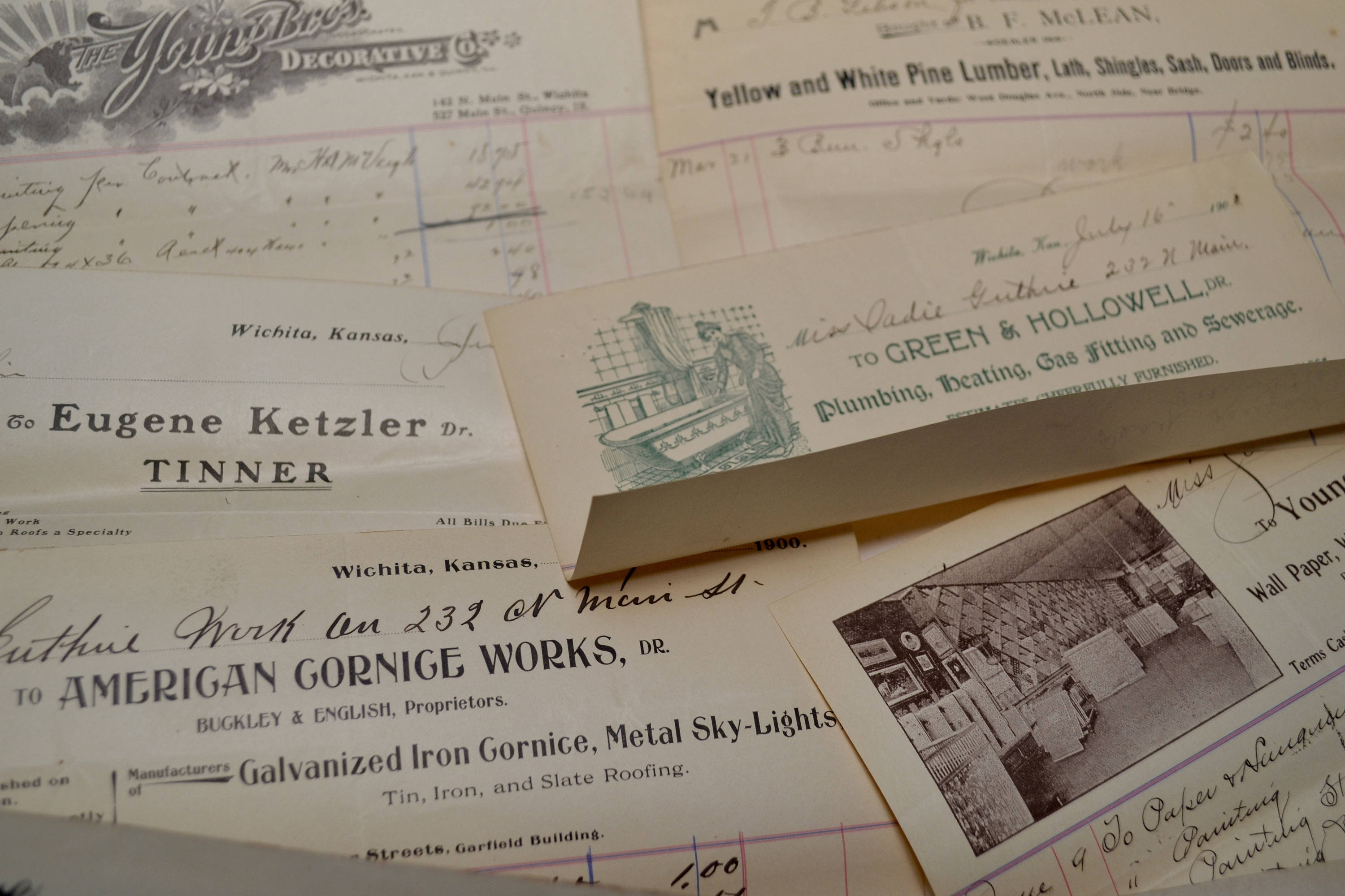 antique advertising receipts with letter heads 19001908 Etsy