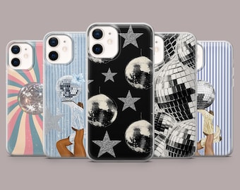 Custodia per telefono a tema discoteca con palla da discoteca, cover per feste per iPhone 17Pro, 16, 15, 14, 13, 12, Samsung S26, S25, S24, S23Fe, A16, A56, Pixel 10, 9Pro