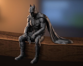 Figura de Batman sentado, estatua del Caballero Oscuro para estantería, decoración de escritorio de superhéroe, regalo de cómic