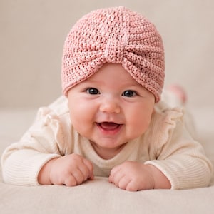 Virkat turbanmössamönster i PDF-format, enkel virkad babymössa för nybörjare, mössa för nyfödd, babyshowerpresent, direktnedladdning, babymössa för flickor