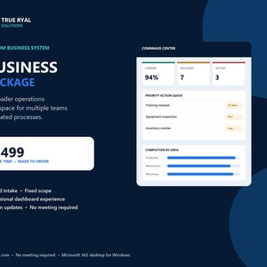 Custom Excel Business Management System | Multi-Workflow Dashboard for Operations, HR, Inventory, Safety or Maintenance