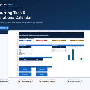 Recurring Task Tracker Excel Template with Daily Weekly Monthly Operations Calendar