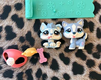 LPS #1683 and #1684 Husky Mom & Baby G3 2010 Authentic Hasbro Littlest Pet Shop Set