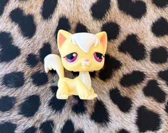 Authentic LPS #364 Yellow Angora Cat Pink Eyes Hasbro Vintage G2
