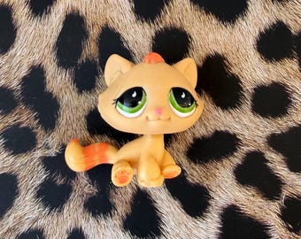 Littlest Pet Shop Cat #706/ #791 / #1207 | Authentic LPS Figure | Collectible Toy | Green Eyes & Orange Accents