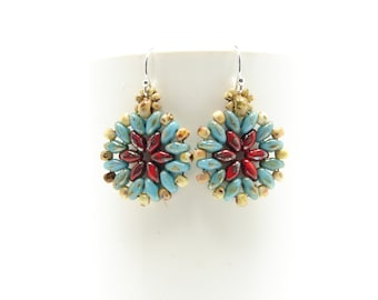 Multicolored Woven Earrings, Superduo Dangle Earrings, Southwest Style Earrings, Eight Different Colors To Choose From