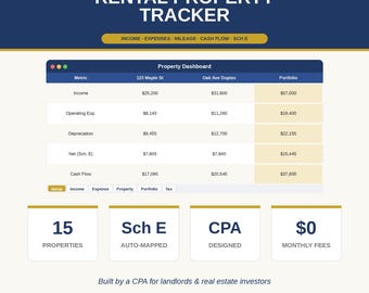 Rental Property Tracker Spreadsheet, Landlord Income Expense Excel Template (Digital Download)