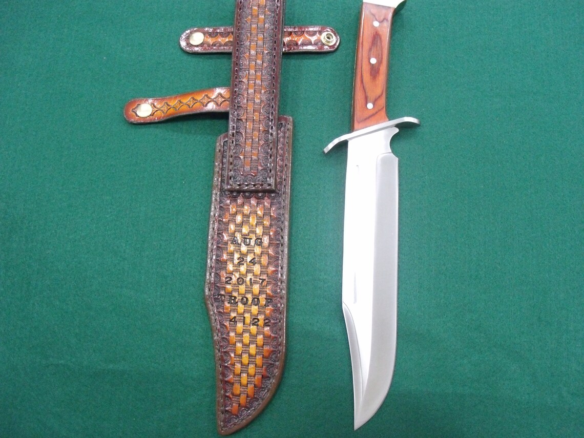 Custom Made Bowie Knife & Sheath With Eagle and Oak Leaves. Etsy
