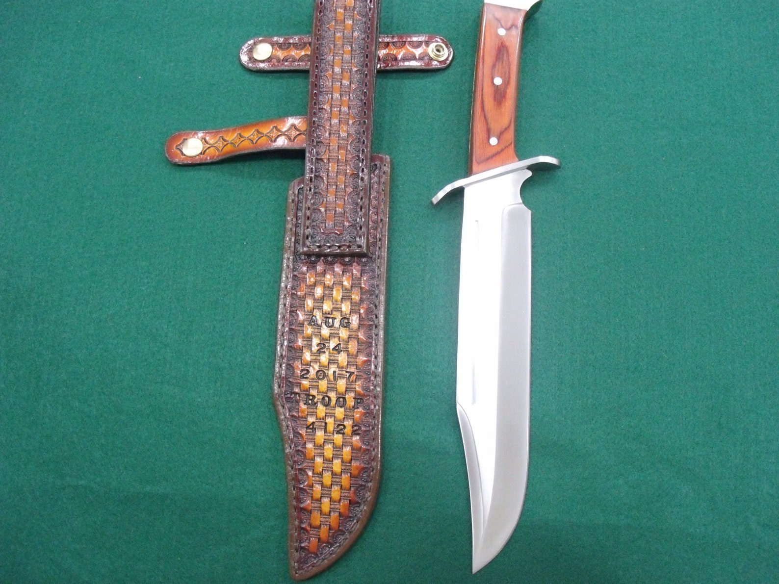 Custom Made Bowie Knife & Sheath With Eagle and Oak Leaves. Etsy