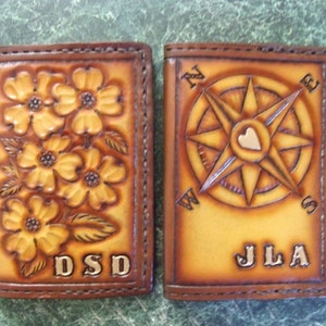 Hand crafted leather passport covers. Set of 2, Can be personalized.