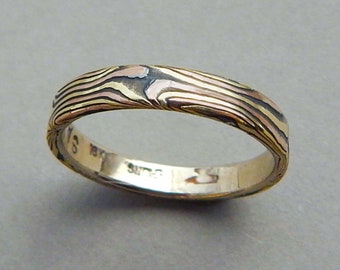 Three metals Mokume-gane band