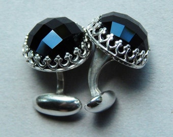 Sweet checkerboard cut Black Onyx cuff links