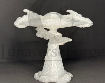Translucent Visitor – 3D Printed Classic UFO in Clouds | Alien Desk Decor | Sci-Fi Shelf Display