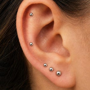 Implant Grade Titanium Threadless Flat Back Stud, Push Pin Labret Earring, Nose Tragus Cartilage Helix Conch Piercing Jewelry