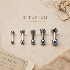 Implant Grade Titanium Threadless Flat Back Stud, Push Pin Labret Earring, Nose Tragus Cartilage Helix Conch Piercing Jewelry