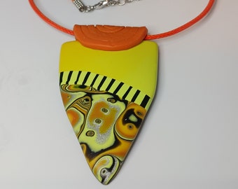 Mokume Gane Polymer Clay Pendant Necklace