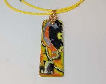 Mokume Gane Polymer Clay Pendant Necklace