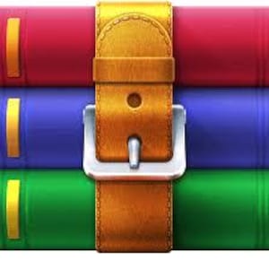 May include: Three stacked horizontal cylinders in red, blue, and green, each featuring a small yellow rectangular accent on the left side. A wide, textured brown leather belt with a silver metal buckle is wrapped vertically around the center.