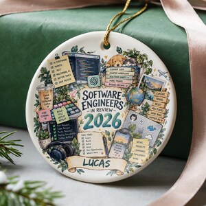 Personalized Software Engineer Ornament, Coding Year in Review, Custom Name, Gift Ready Box