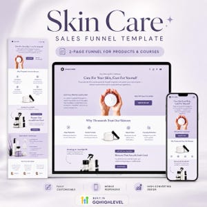 GoHighLevel Skincare Funnel Template, GHL Beauty Product Sales Page, Cosmetic Brand Landing Page, Beauty Course Funnel