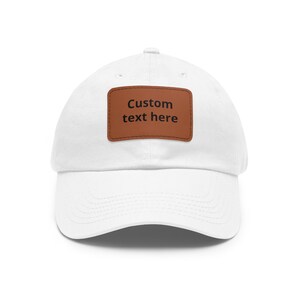 Custom Leather Patch Dad Hat | Rectangle Personalized Text Dad Cap