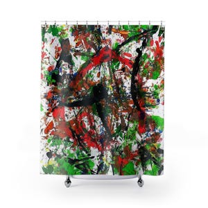 Abstract Paint Splatter Shower Curtain | Colorful Drip Art Bathroom Decor