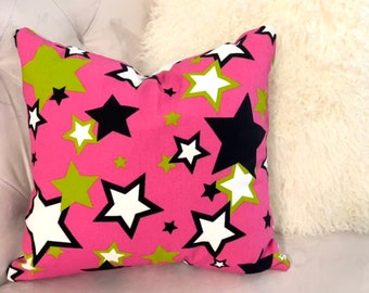 Decorative Pillow Cover "Twilight" in Fuschia Pink 18x18 inch.