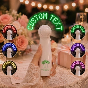 Custom Name LED Fans Bulk,Personalized Message TEXT Mini Hand Fan,Gift for Weddings Birthday Christmas Party Concert,Baby Shower,Event Favor