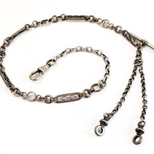 Antique watch chain, silver, ornately detailed 1800&#39;s