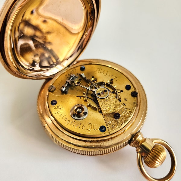 Antique, Serviced, Rare and collectible Railroad Illinois "Miller" Model 3. 17 jewel pocket watch with Teske Regulator system.