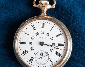 Antique, Serviced, 1909 17 Jewel Elgin Pocket watch