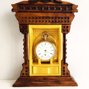 Pocket watch display case, modular, DIY kit, Collectible. Model Gingerbread clock (Gold)
