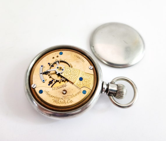 Antique, Serviced, Waltham 15 Jewel Pocket Watch, Silver Plated