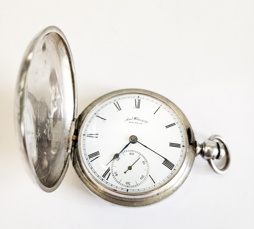 ［鑑定済］American Waltham Watch silver925 Antique Coin Silver AM Watch Co. Waltham Pocket Watch 18S