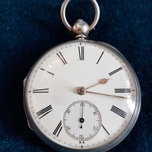 Antique, Serviced, Beautiful English fusee, Sterling Silver 13 jewel pocket watch. Made 1881