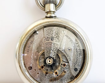 Antike, gewartet, Waltham Fenster zurück 15 Juwelen Taschenuhr. 1908 (Uhr#2)