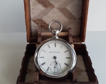 Antique, Serviced, 1887 Elgin Pocket watch. Very rare Private Label for John Steele of Millbrook Ontario, Canada !