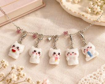 Cute Cat Charm, Zipper Pull, Journal and Planner Accessory, Phone Charm, Choose Your Design