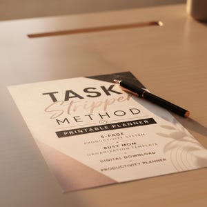Task Stripper Method Printable Planner, 5-Page Productivity System, Busy Mom Organization Template, Digital Download, Productivity Planner